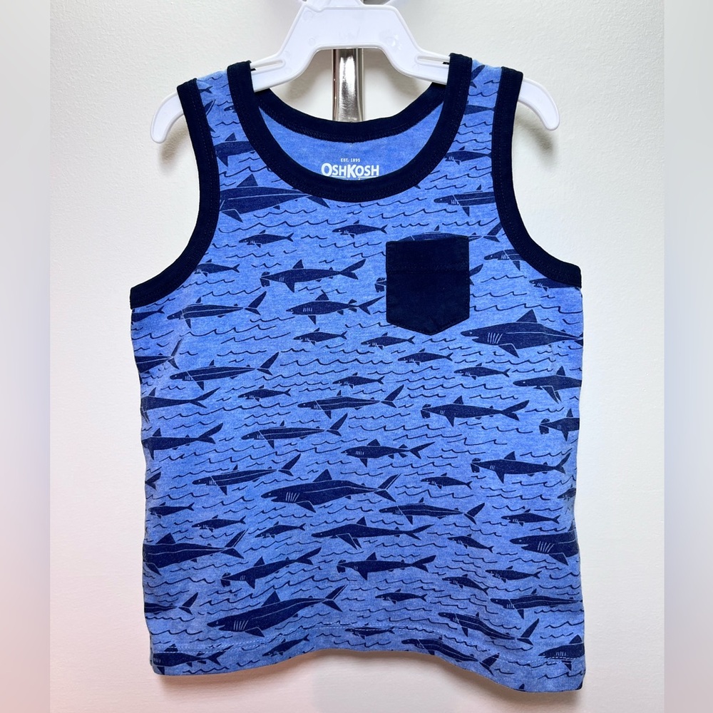 OshKosh B'gosh Blue Shark Print Tank Top - Size 2T